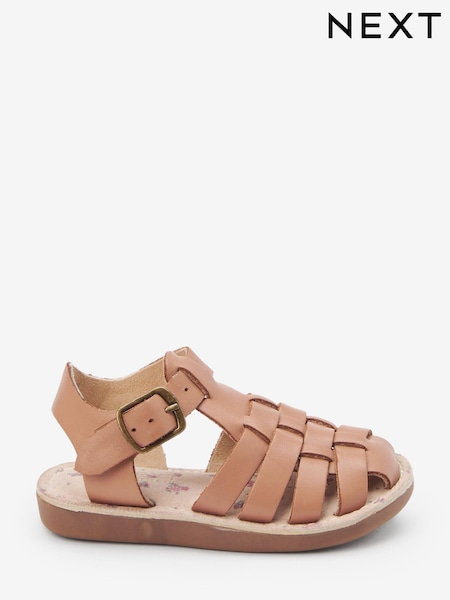 Tan Brown Wide Fit (G) Fisherman Leather Sandals (U93010) | €19 - €22