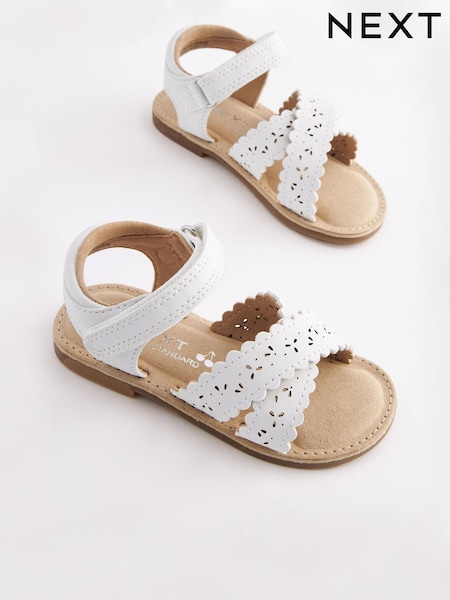 White Wide Fit (G) Crossover Ankle Strap Sandals (U93014) | €12 - €14