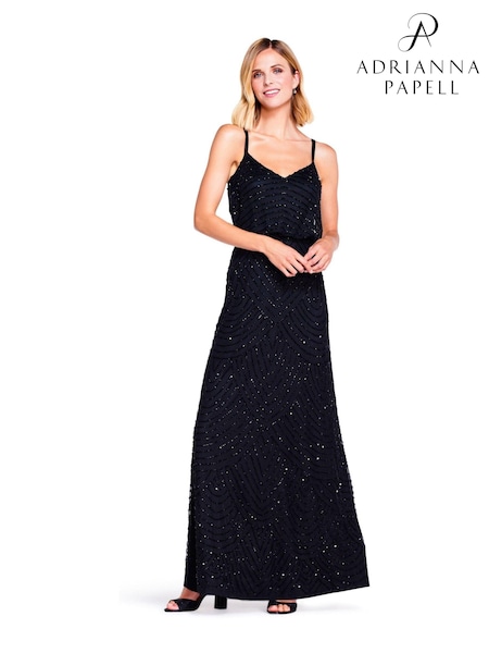 Adrianna Papell Black Blouson Beaded Dress (U93269) | 17,423 UAH