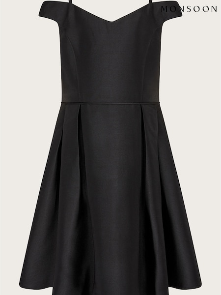 Monsoon Black Duchess Twill Bardot Prom Dress (U94331) | €19 - €20