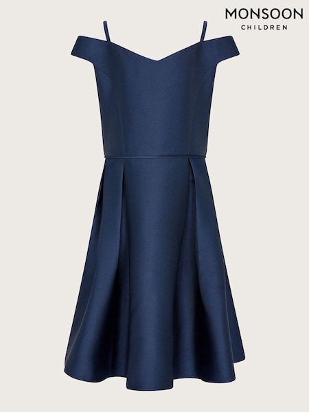 Monsoon Blue Duchess Twill Bardot Prom Dress (U94332) | € 22 - € 24
