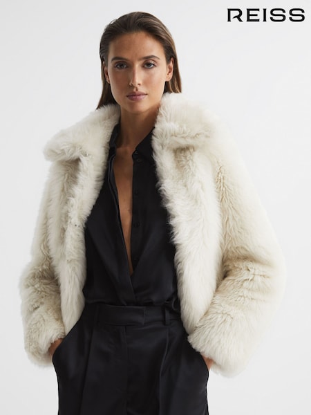 Reiss Cream Caitlin Short Shearling Jacket (U94375) | OMR763