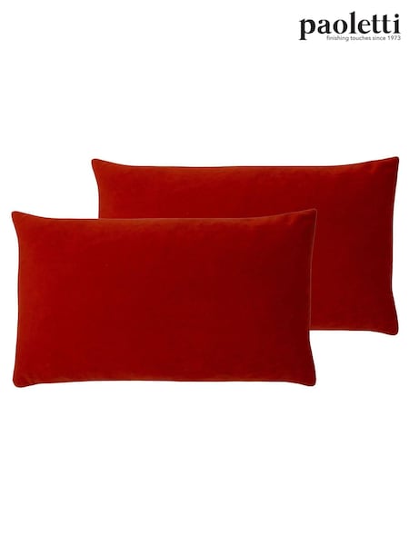 Riva Paoletti 2 Pack Red 30 x 50cm Sunningdale Velvet Cushions (U94590) | €28