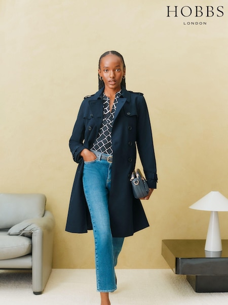 Hobbs Blue Trench Coat (U95148) | ₪1,001