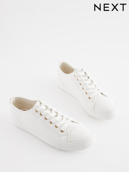 Белый - Forever Comfort® Patent Baseball Trainers (U95278) | €28