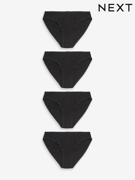 Black High Leg Cotton Rich Knickers 4 Pack (U95460) | €13