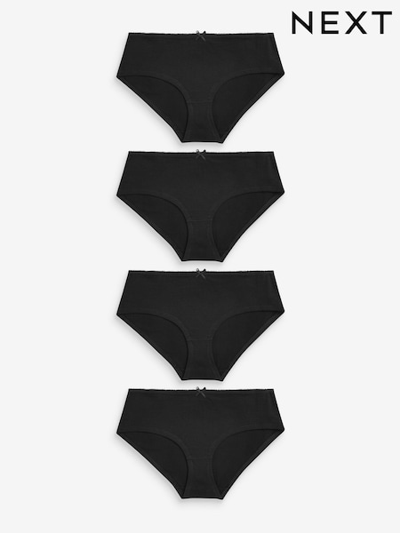 Black Short Cotton Rich Knickers 4 Pack (U95544) | €13