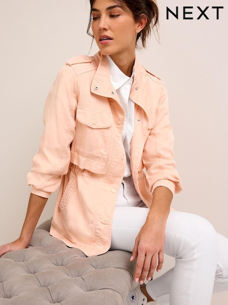 Pêche orange - Veste utilitaire décontractée avec poches patch (U95625) | € 19