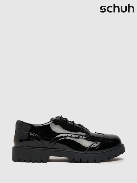 Schuh Loving Patent Brogue Black Shoes (U95631) | AED87