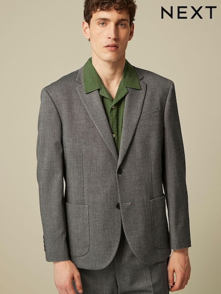 Grey Oversized Fit Donegal Suit Jacket (U95892) | €8