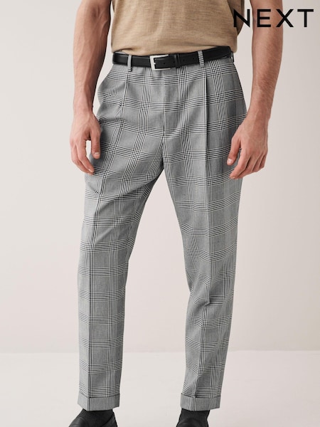 Grey Relaxed Fit Check Suit Trousers (U95917) | €20