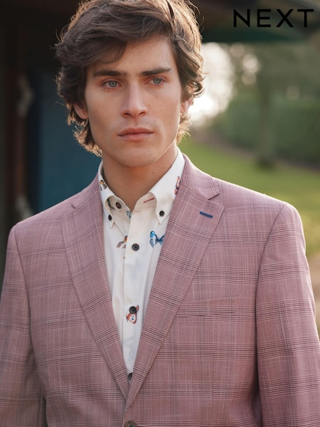 Pink Tailored Fit Check Suit Jacket (U95936) | €20