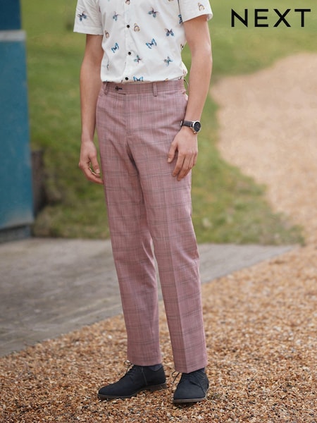 Pink Tailored Fit Check Suit: Trousers (U95937) | € 15