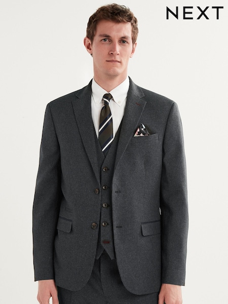 Charcoal Grey Regular Fit Puppytooth Suit Jacket (U95943) | €11