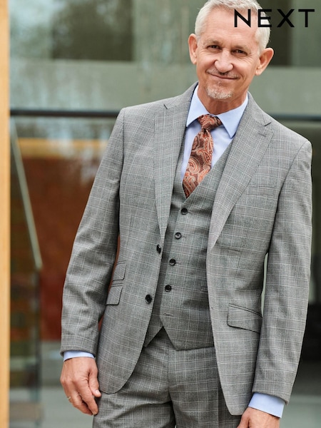 Light Grey Tailored Light Grey Tailored Signature Empire Mills British Fabric Check Suit Jacket (U95983) | €40