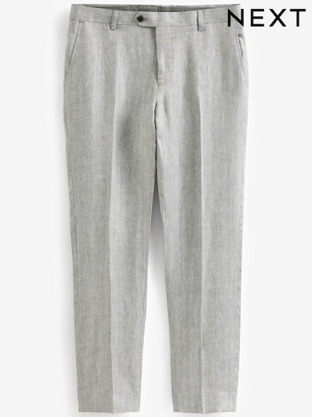 Grey Slim Fit Signature Nova Fides Italian Linen Suit Trousers (U95993) | €18