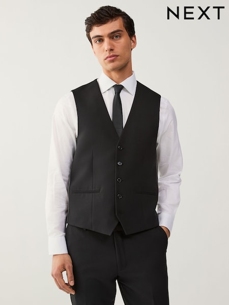Black Regular Fit Essential Suit Waistcoat (U96002) | $47