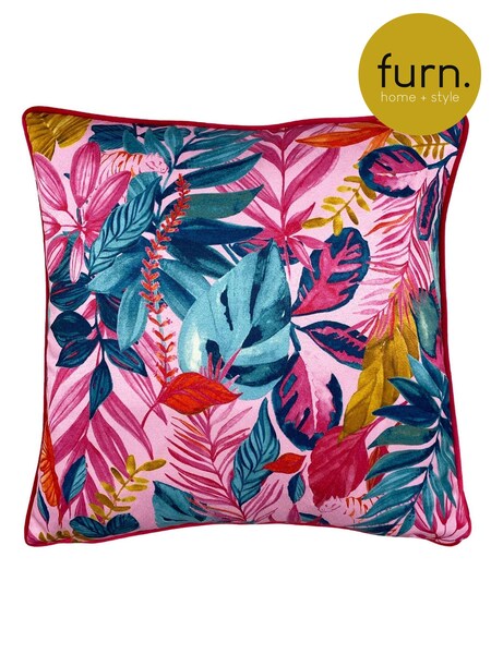 furn. Pink Psychedelic Jungle Printed Velvet Cushion (U96176) | €32