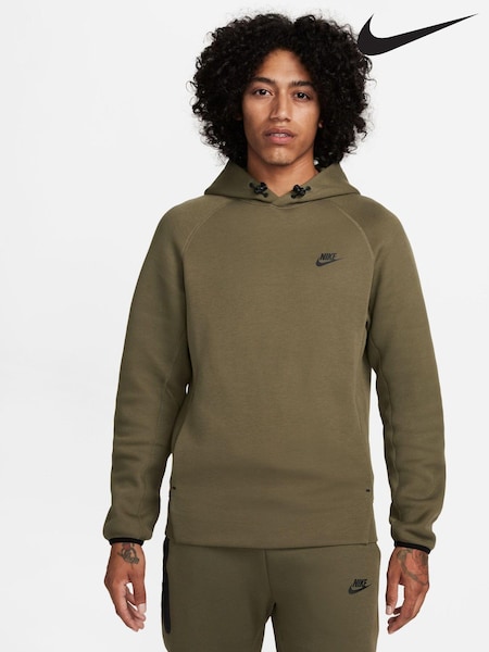 Verde măsliniu - Hanorac tehnic tip pulover din fleece Nike (U96788) | 394 LEI
