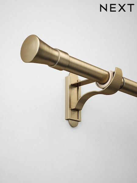Antique Brass Klick Fit 28mm Trumpet Finial Extendable Curtain Pole Kit (U97018) | €53 - €72