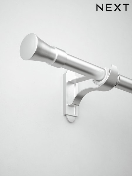 Brushed Silver Klick Fit 28mm Trumpet Finial Extendable Curtain Pole Kit (U97019) | €53 - €72