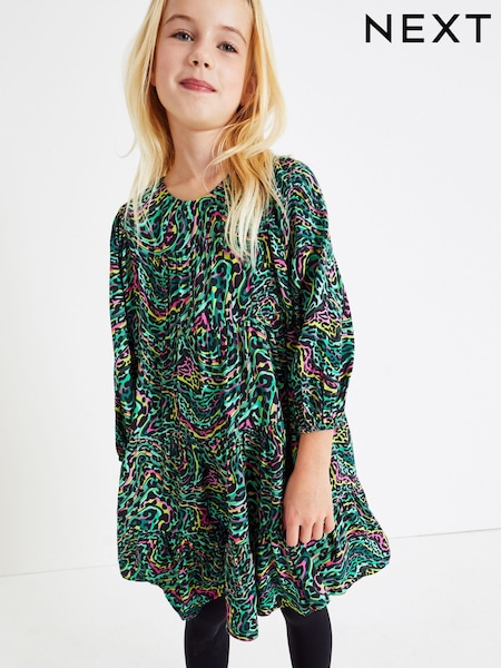 Green Printed Long Sleeves Dress (3-16yrs) (U97033) | €12.50 - €15.50