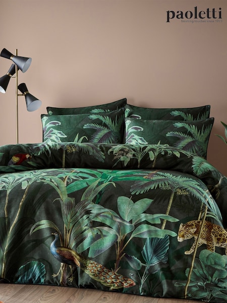Riva Paoletti Green Siona Tropical Reversible 100% Cotton Duvet Cover and Pillowcase Set (U97203) | €65 - €111