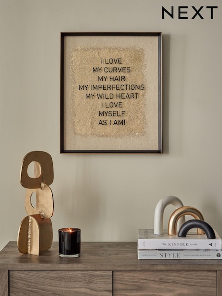 Gold Love Me As I Am Slogan Framed Wall Art (U97230) | €28