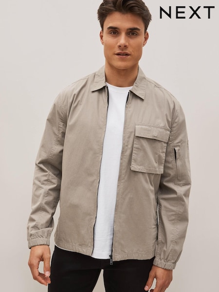 Grey Zip Through Shacket (U97449) | €14
