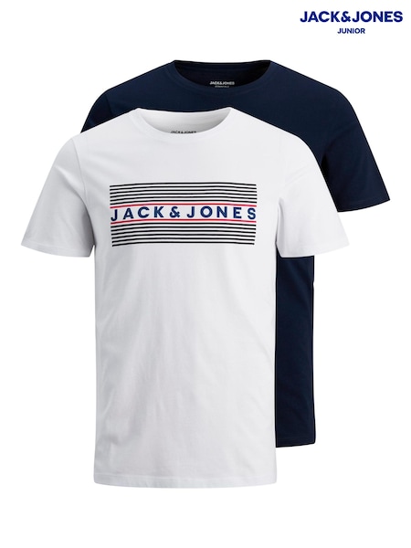 JACK & JONES JUNIOR 100% Cotton Short Sleeve White T-Shirt 2 Pack (U97893) | 28 €