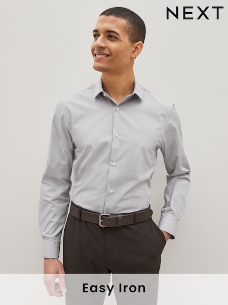 Light Grey Regular Fit Easy Care Single Cuff Shirt (U98008) | €5