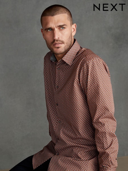 Orange Rust Signature Print Shirt (U98018) | €21