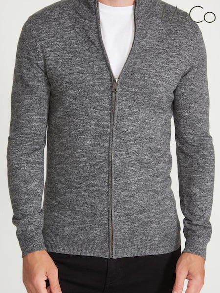 M&Co Grey Zip Through Knitted Jumper (U98025) | €7.50
