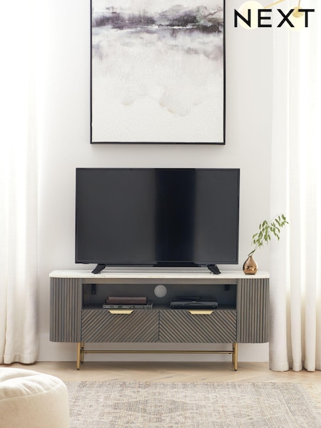 Dark Grey Valencia Mango Wood Up to 55 inch TV Unit (U98178) | €875