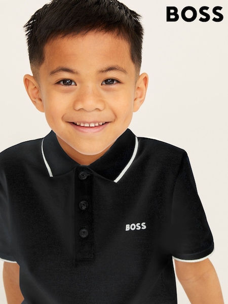 BOSS Black 100% Cotton Short Sleeved Logo Polo Shirt (U99037) | $89 - $105