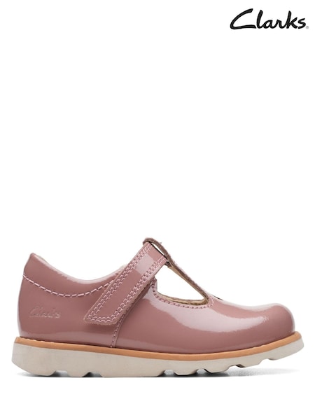 Clarks Pink Standard Fit (F) Patent Crown Teen Shoes (U99678) | €24