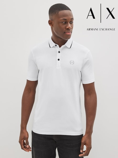 أبيض - Armani Exchange Tipped Polo Shirt (U99896) | ‏408 د.إ.‏