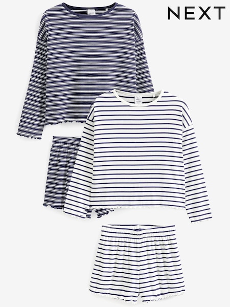 Mornarsko modra/bela - Short Rib Pyjamas 2 Pack (3-16yrs) (UW1016) | € 17 - € 24