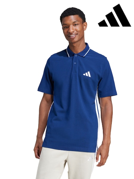 adidas Blue Essentials 3-Stripes Piqué Polo Shirt (V00267) | AED192