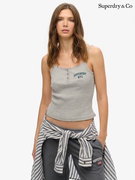 Superdry Grey Athletic Essential Button Cami (V00322) | $50