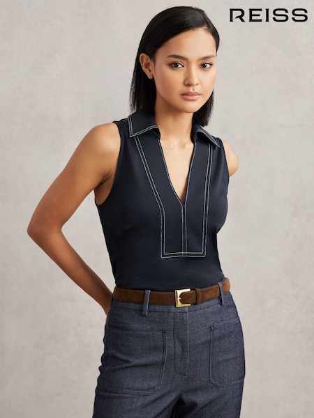 Reiss Navy/Ivory Maisie Shirt (V00387) | R$ 770
