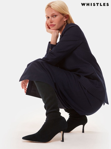 Whistles Black Hera Stretch Suede Boots (V00389) | €394