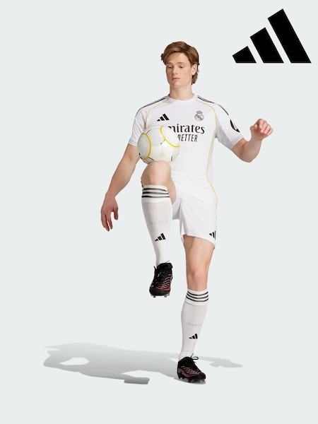 adidas White Real Madrid 25/26 Home Shorts (V00466) | €50