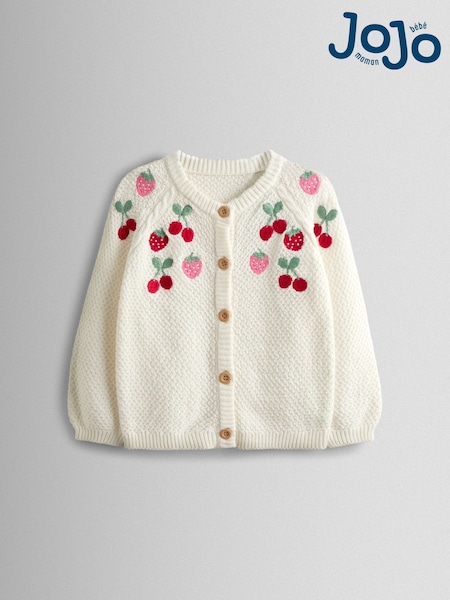 JoJo Maman Bébé Fruit Embroidered Textured Cardigan (V00484) | 209 LEI - 231 LEI