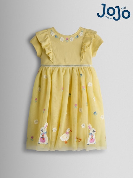 JoJo Maman Bébé Mid Yellow Easter Appliqué Tulle Party Dress (V00500) | OMR20 - OMR23