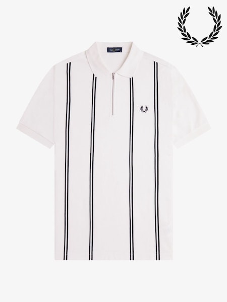 أبيض - Fred Perry Vertical Stripe Polo Shirt (V00707) | ‏643 د.إ.‏