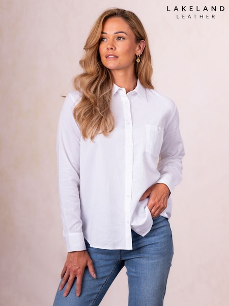 Lakeland Clothing Nara Long Sleeve Cotton White Shirt (V00710) | €44