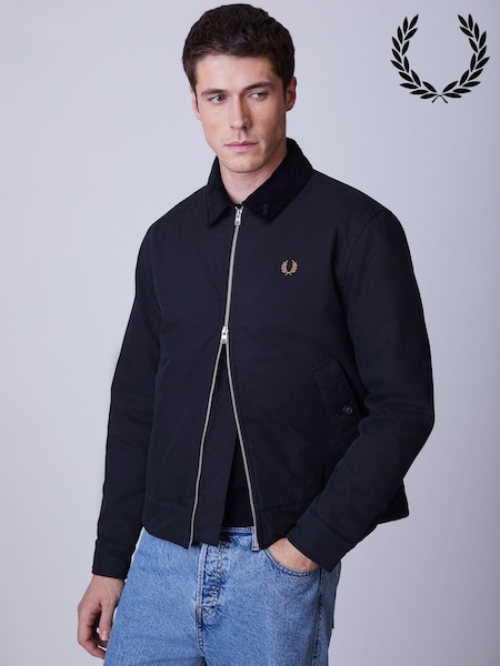 Fred Perry Black Cotton Caban Jacket (V00728) | $450