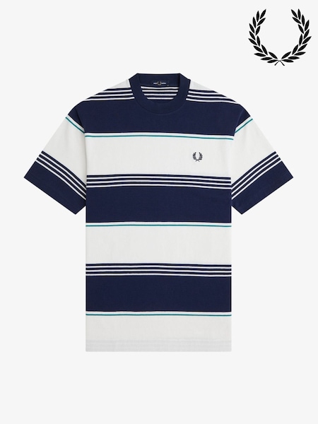 Fred Perry Blue Heavyweight Striped T-Shirt (V00731) | €121