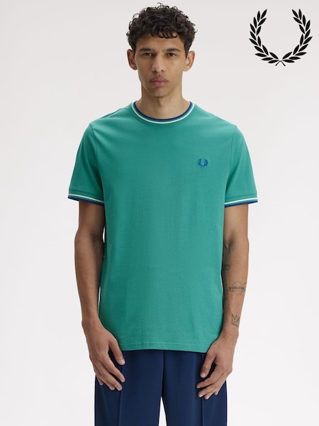 Fred Perry Bright Green Fred Perry Twin Tipped Logo T-Shirt (V00737) | $115